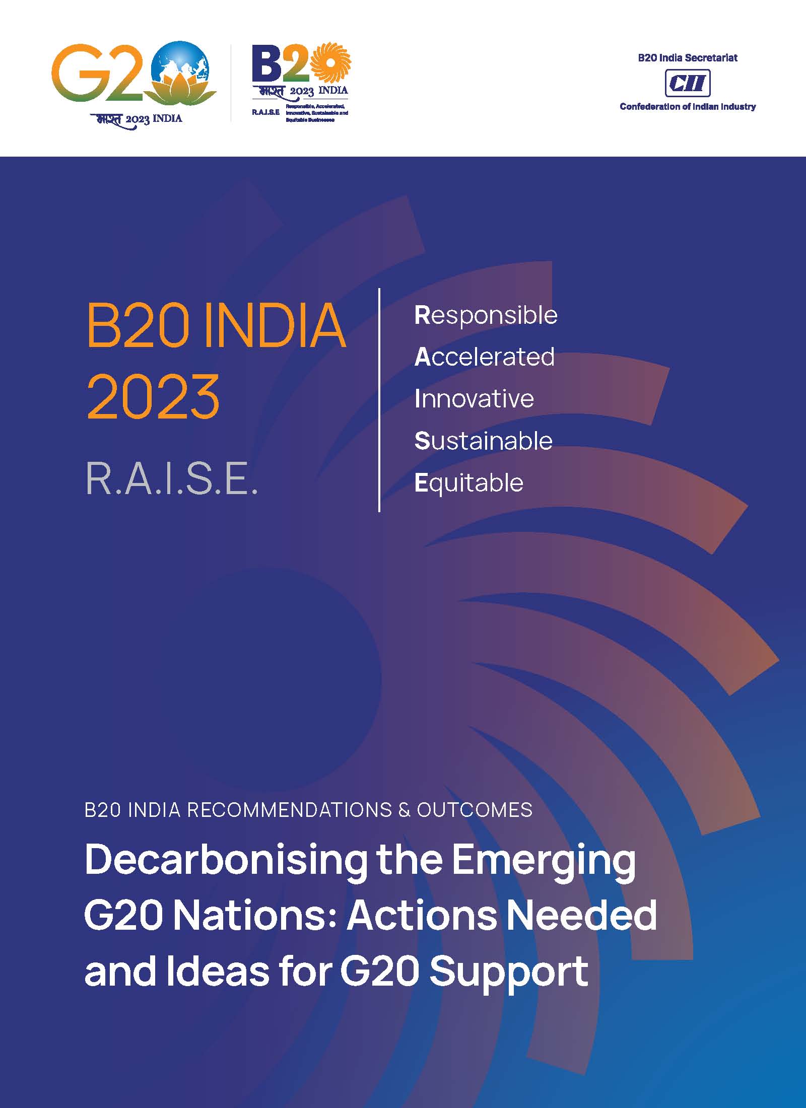 B20 India publication design — decarbonisation report for G20 nations